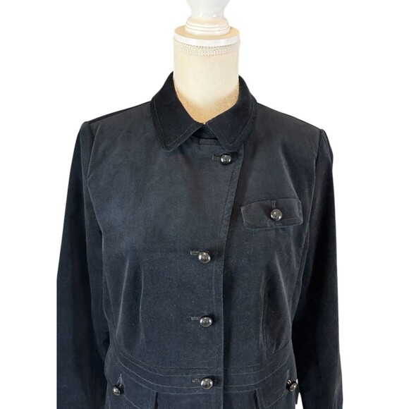 Talbots Grace Velvet Velour Blazer Women's Size 12P Black Peplum Back Career - Picture 11 of 13